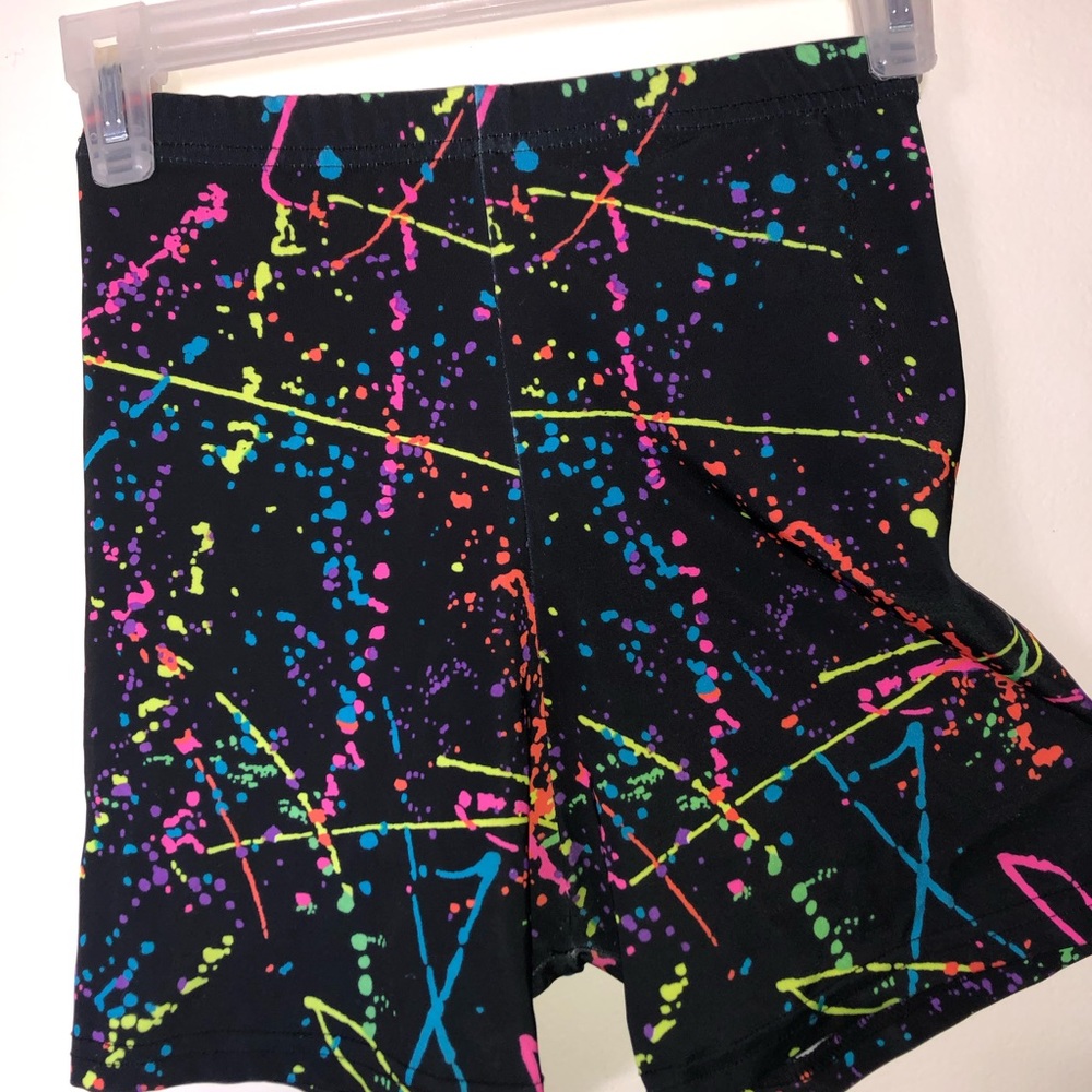 Neon splatter spandex shorts